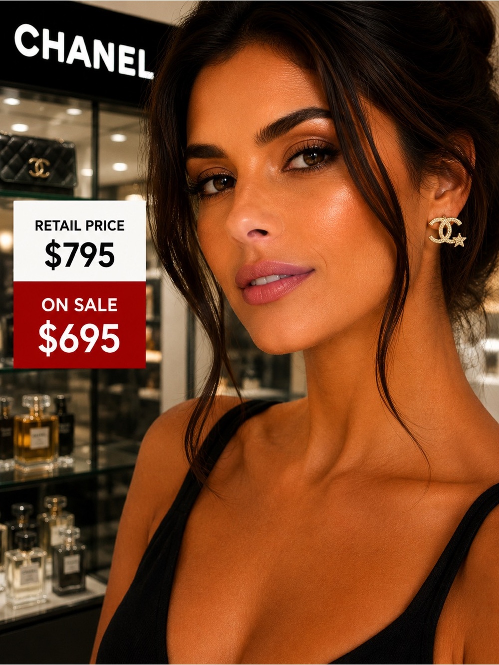 CHANEL Gold CC Logo Earrings with Star Accent